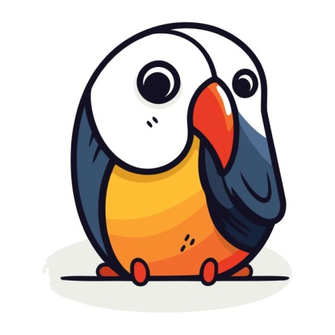 Cute cartoon parrot icon. Vector illustration in flat style.