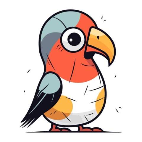 Cartoon parrot. Vector illustration of a cute parrot.