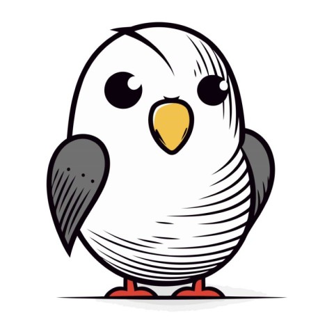 Cute cartoon parrot on white background. Vector illustration in