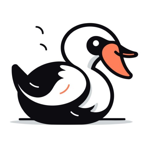 Swan on a white background. Vector illustration in flat style.