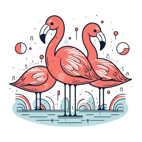 Flamingo. Hand drawn vector illustration in doodle style.