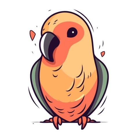 Cute parrot. Vector illustration. Isolated on white background.