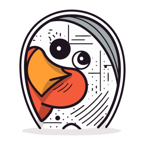 Penguin head vector icon. Cartoon illustration of penguin head v