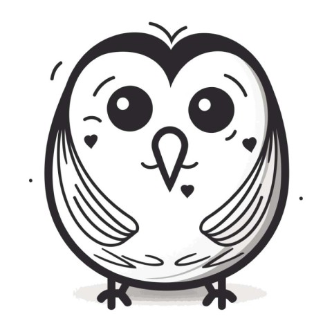 cute owl cartoon in black and white vector illustration graphic