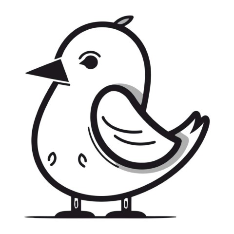 Cute little bird on a white background. Vector illustration of a