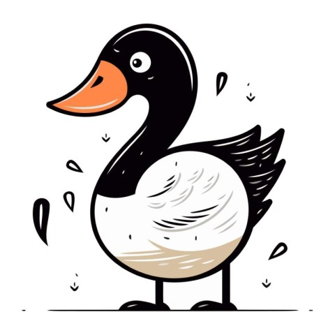 Vector illustration of cute cartoon duck. Hand drawn doodle.