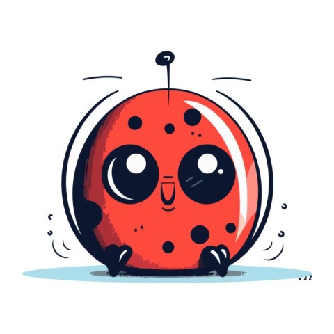 Cute cartoon ladybug. Vector illustration isolated on white back