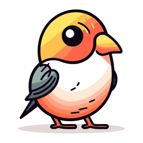 Cute little bird. Vector illustration. Isolated on white backgro