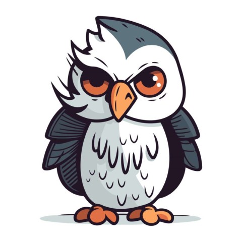 Cute cartoon owl isolated on a white background. Vector illustra