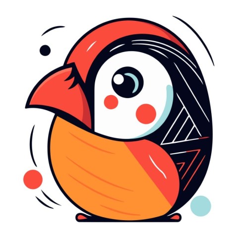 Vector illustration of cute cartoon penguin in doodle style.