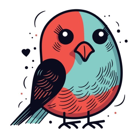 Vector illustration of a cute little bird. Cute cartoon characte