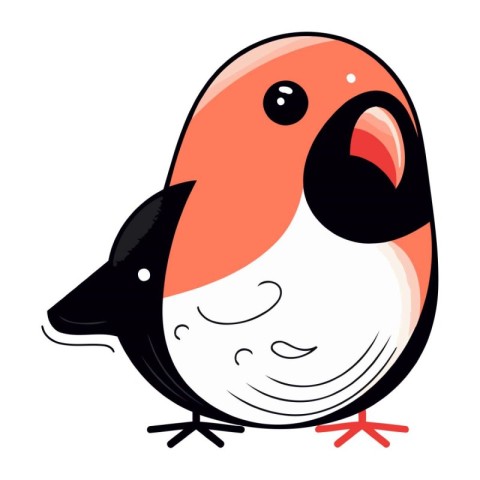 Vector illustration of a cute cartoon bullfinch on a white backg