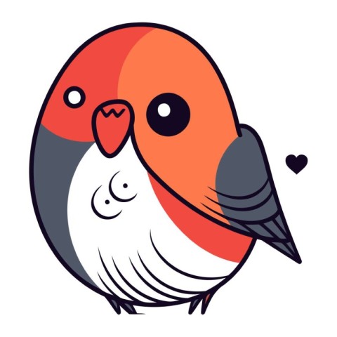 Bullfinch vector illustration on a white background. Cute cartoo