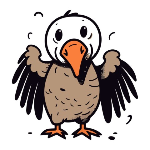 Vector illustration of a cute cartoon vulture on a white backgro