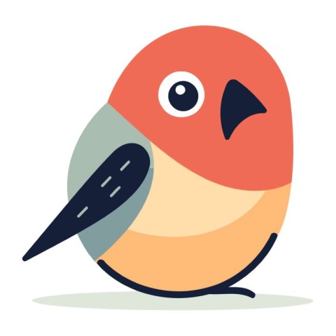 Cute little bird. Vector illustration in flat style isolated on