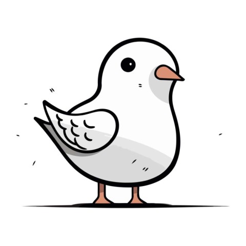 Vector illustration of a cute cartoon seagull on a white backgro