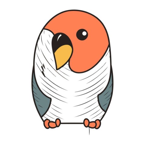 Cute cartoon parrot. Hand drawn vector illustration isolated on