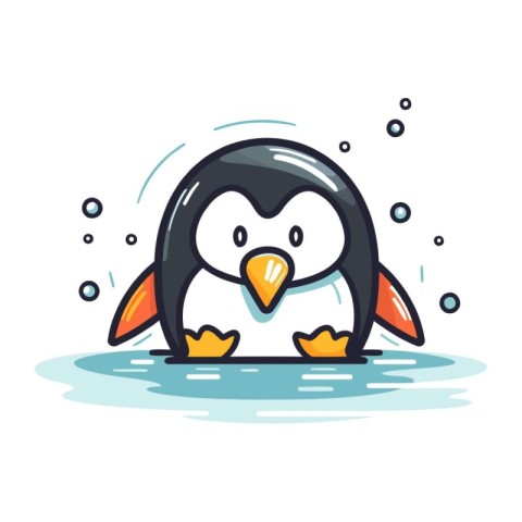 Cute cartoon penguin. Vector illustration on a white background.