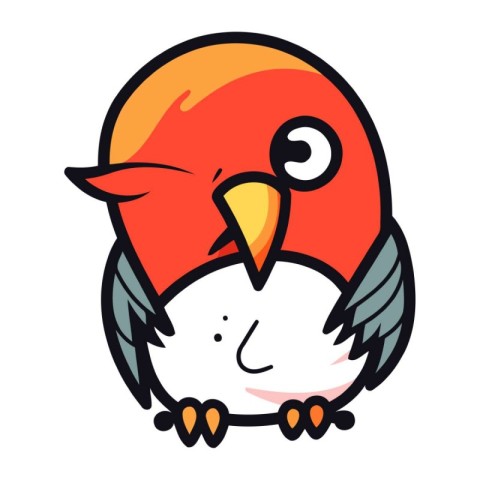 Cute cartoon bird on white background. Vector illustration for y