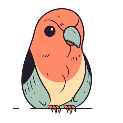 Cute parrot. Hand drawn vector illustration in cartoon style.