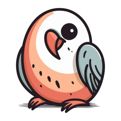 Cute cartoon bird isolated on a white background. Vector illustr