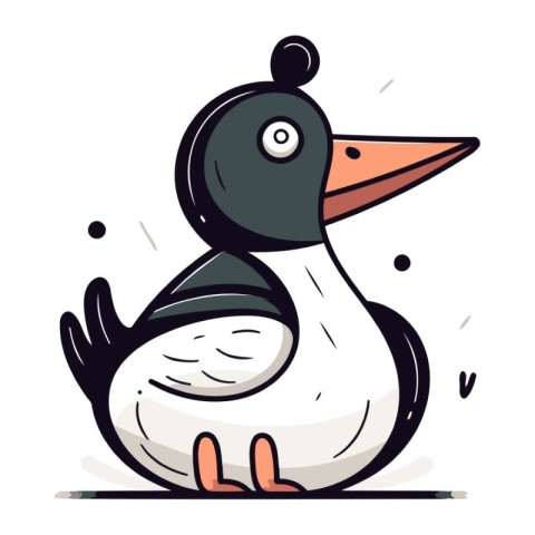 Vector illustration of a cute cartoon penguin. Isolated on white