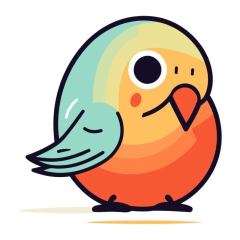 Cute cartoon bird. Vector illustration isolated on a white backg