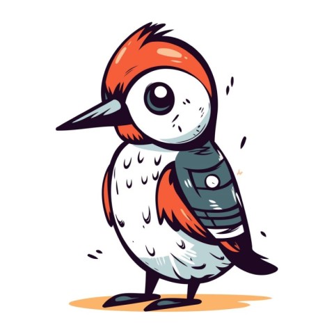 Cartoon woodpecker. Vector illustration of a bird on a white bac