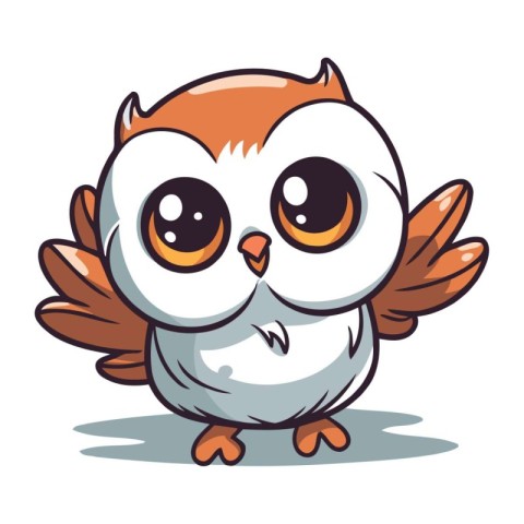 Cute cartoon owl. Vector illustration isolated on a white backgr