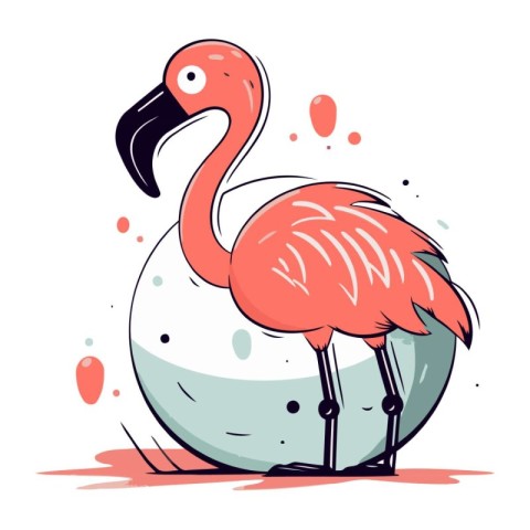 Flamingo. Vector illustration of a flamingo in a ball.