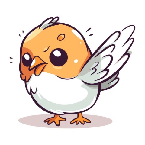 Vector illustration of a cute cartoon little bird. Isolated on w