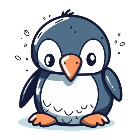 Penguin vector illustration. Cute cartoon penguin character.