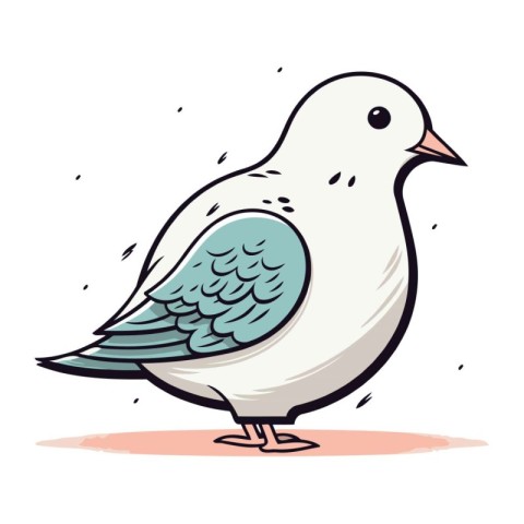 Pigeon doodle vector illustration. Hand drawn cute bird.