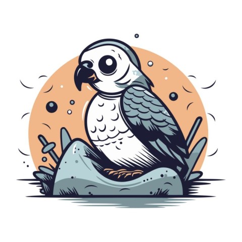 Pigeon sitting on a nest. Vector illustration of a bird.