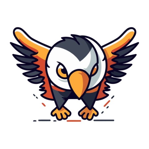 Eagle mascot. Vector illustration of a cartoon eagle with wings.