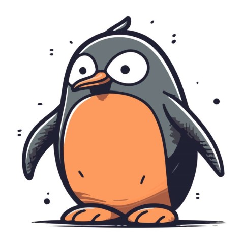 Penguin vector illustration. Cute cartoon penguin character.