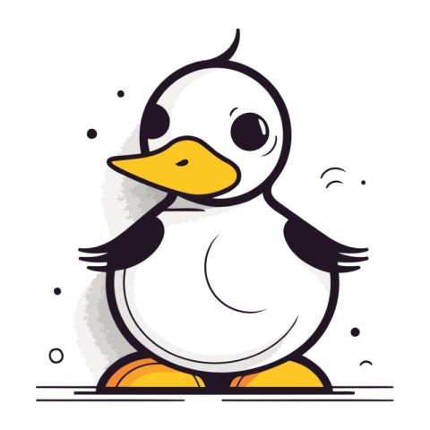 Cute cartoon penguin on a white background. Vector illustration.