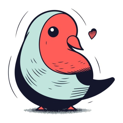 Pigeon with a heart in its beak. Vector illustration.