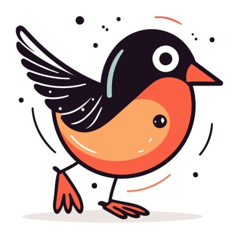 Cute cartoon bullfinch. Vector illustration on white background.