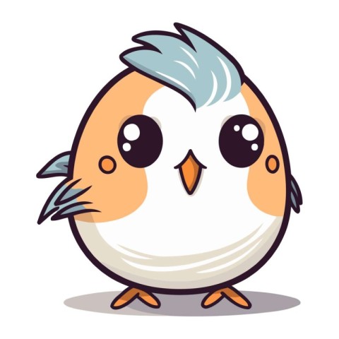 Cute little bird character cartoon vector illustration. Cute lit