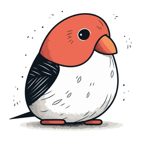 Vector illustration of a cute cartoon bullfinch on white backgro