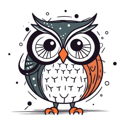 Cute cartoon owl. Vector illustration. Isolated on white backgro