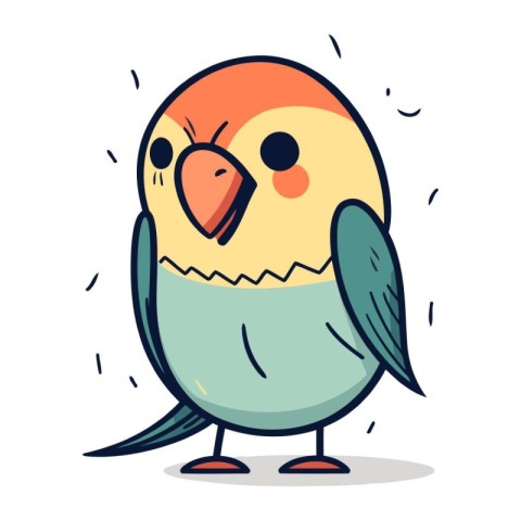 Cute cartoon bird character. Vector illustration in doodle style