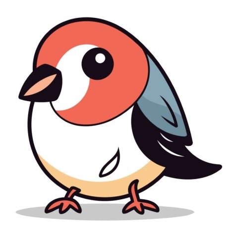 Bullfinch cute cartoon vector illustration isolated on a white b