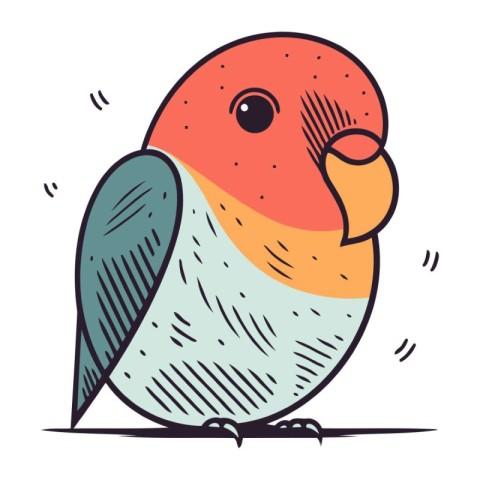 Parrot doodle vector illustration. Hand drawn cartoon parrot.