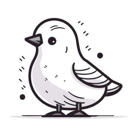 Illustration of cute cartoon bird on white background. Vector il