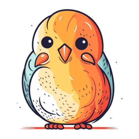 Cute little bird. Vector illustration. Isolated on white backgro