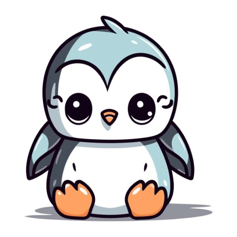 Cute penguin cartoon mascot. Vector illustration isolated on whi