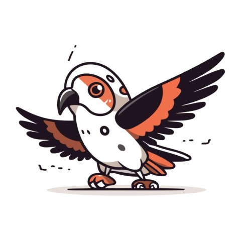 Cute cartoon parrot. Vector illustration on a white background.