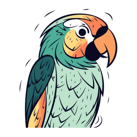 Cute parrot cartoon vector illustration isolated on white backgr